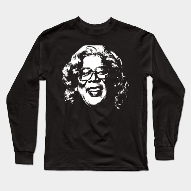 Madea White Stencil Long Sleeve T-Shirt by Tentacle Castle